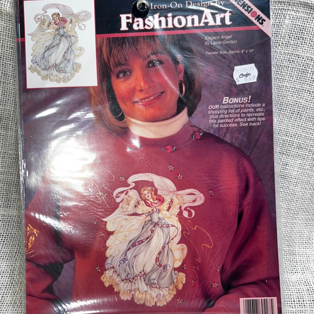 Dimensions 1996 NOS FashionArt Elegant Angel Iron On Transfer Laine Gordon 80427